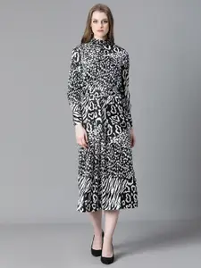 Oxolloxo Animal Printed Belted A Line Dress
