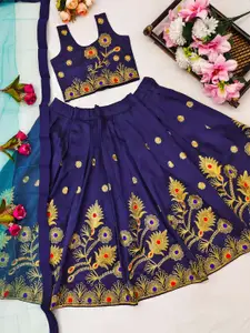 BAESD Girls Embroidered Zari Ready to Wear Lehenga & Blouse With Dupatta