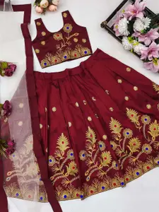 BAESD Girls Embroidered Zari Ready to Wear Lehenga & Blouse With Dupatta