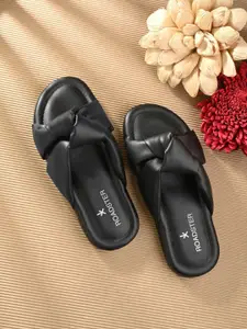 The Roadster Lifestyle Co. Black Open Toe Flats