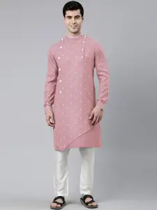 TheEthnic.Co Geometric Printed Thread Work Pure Cotton Kurta With Trousers