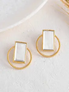 ZURII Brass-Plated Mirror Contemporary Stud Earrings