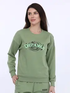 MAYSIXTY Typography Printed Drop Shoulder Sleeves Cotton T-shirt