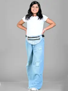 Knit N Knot Girls Blue Stretchable Jeans