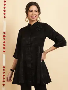Jaipur Kurti Empire Style Velvet A-Line Top With Trousers