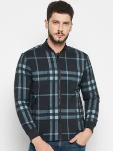 Camey Checked Stand Collar Lightweight Bomber Jacket