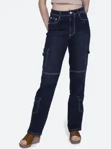 FCK-3 Women High-Rise Straight Fit Denim Cargo