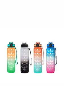 WELOUR Orange and Blue 4 Pieces Printed Water Bottle 1L