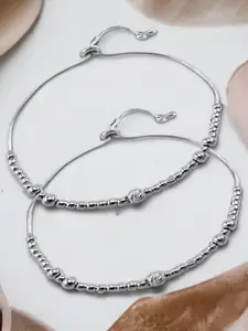 Taraash 925 Sterling Silver-Plated Beaded Anklet