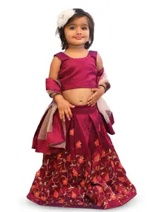 BAESD Girls Embroidered Thread Work Ready to Wear Lehenga & Blouse With Dupatta