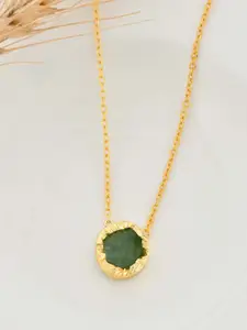 ZURII Gold-Plated Stone Studded Pendant With Chain
