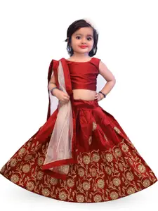 BAESD Girls Floral Embroidered Sequinned Ready to Wear Lehenga & Blouse With Dupatta