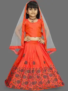 BAESD Girls Floral Embroidered Sequinned Ready to Wear Lehenga & Blouse With Dupatta