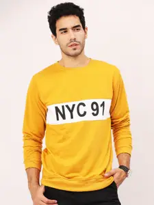 Leotude Men Mustard Printed Sweatshirt