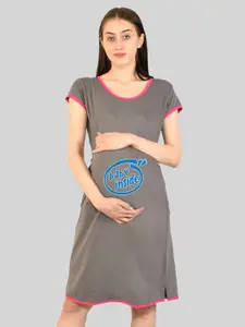 SillyBoom Typography Printed T-Shirt Maternity Nightdress