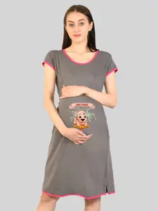 SillyBoom Graphic Printed T-Shirt Maternity Nightdress