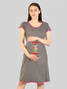 SillyBoom Graphic Printed Maternity Night Dress