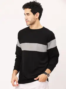 Leotude Men Black Colourblocked Sweatshirt