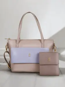 Baggit Set Of 2 Colourblocked Structured Shoulder Bag And Wallet