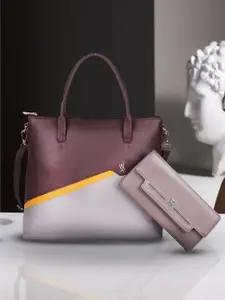 Baggit Colourblocked Structured Shoulder Bag With Wallet