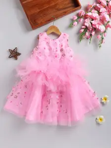 Toonyport Girls Embellished Net Fit & Flare Dress