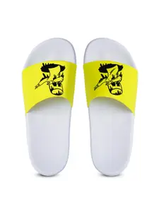 CLOSHO Men Yellow & White Printed Slip-On