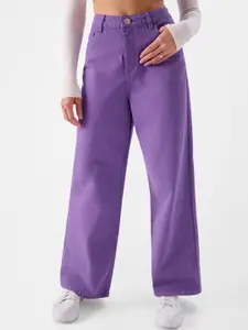 The Souled Store Women Violet Wide Leg Jeans