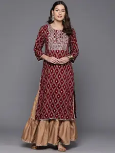 Indo Era Geometric Printed Mirror Work Kurta