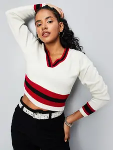 max Striped Acrylic Crop Pullover Sweater