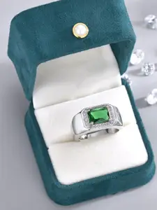 MYKI Silver Plated CZ-Studded Finger Ring