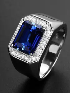 MYKI Men Silver-Plated CZ-Studded Finger Ring