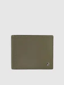 Allen Solly Men Solid Leather Two Fold Wallet With Minimal Self Striped Detail