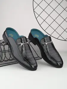 House of Pataudi Men Textured Mules Casual Shoes