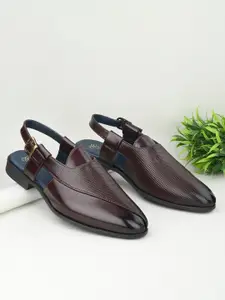 House of Pataudi Textured Shoe-Style Sandals