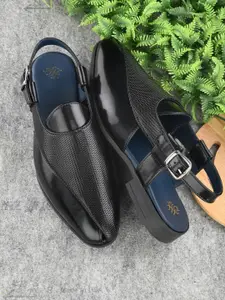 House of Pataudi Textured Shoe-Style Sandals