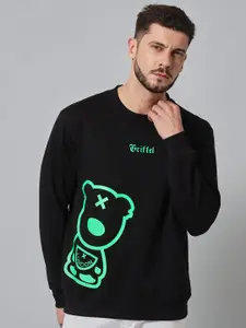 GRIFFEL Teddy Bear Printed Fleece Pullover Sweatshirt