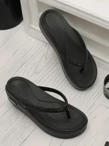 ELLE Black Embellished Wedge Sandals