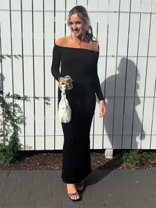 StyleCast Black Off Shoulder A Line Maxi Dress