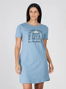 Aila Typography Printed Everyday T-shirt Nightdress