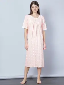 Aila Abstract Printed Round Neck Nightdress