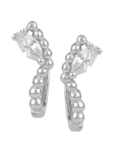 Silverwala 92.5 Silver Cubic Zirconia Studded Hoop Earrings