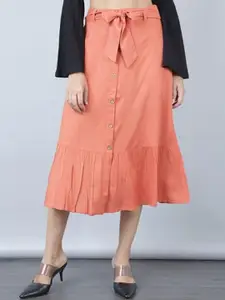Aila Belt Detail A-Line Midi Skirt