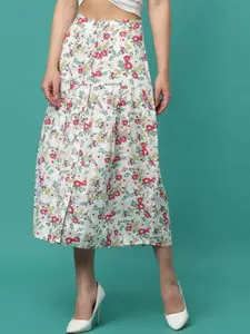 Aila Floral Printed Flared Midi Skirts