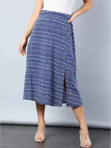 Aila Floral Printed Flared Midi Skirt
