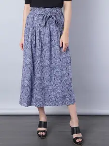 Aila Paisley Printed Tie-Ups A-Line Midi Skirt