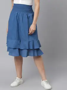 Aila Mid-Rise Layered Flared Midi Skirt