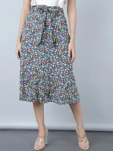 Aila Floral Printed Mid-Rise A-Line Midi Skirt