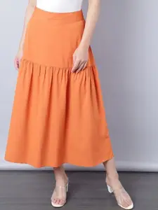 Aila Mid-Rise Tiered Flared Midi Skirt