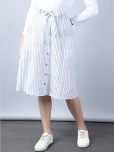Aila Striped Mid-Rise A-Line Skirt