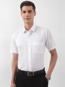 Peter England Micro Ditsy Printed Spread Collar Pocket Cotton Formal Shirt